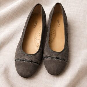 Vaneli Women's Charcoal Quilted Suede Flats